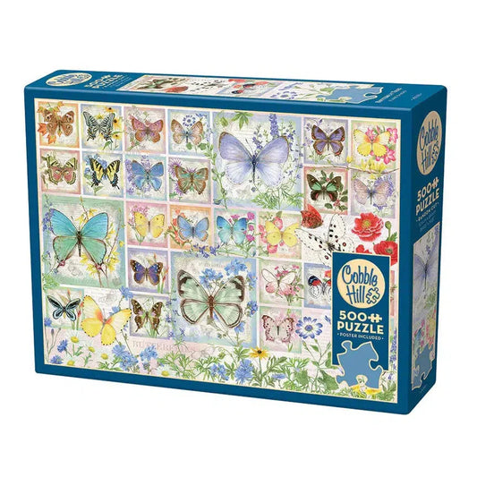 Butterfly Tiles 500 Piece Jigsaw Puzzle Cobble Hill - Chickadees Wooden Toys