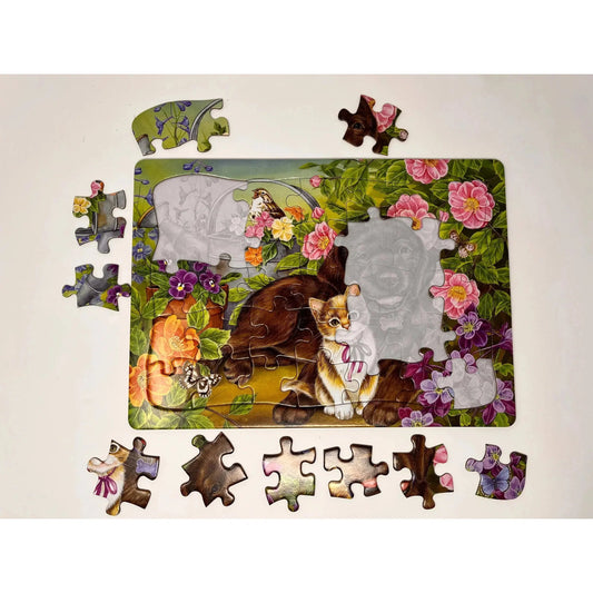 Calico & Chocolate 35 Piece Tray Jigsaw Puzzle Cobble Hill - Chickadees Wooden Toys
