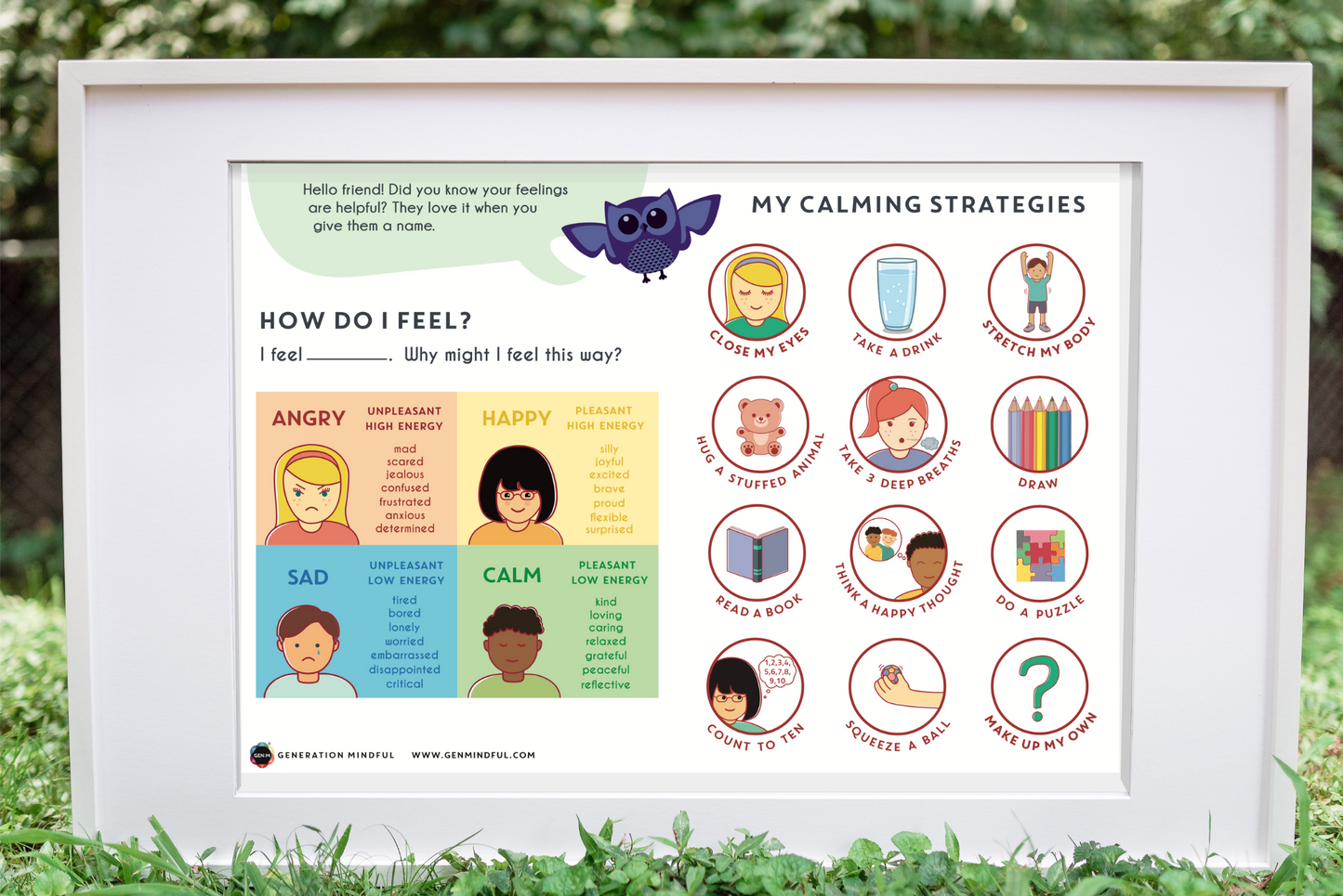 My Calming Corner Strategies Poster