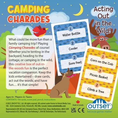 Camping Charades Game - Act Out in the Wild! - Outset - Chickadees Wooden Toys