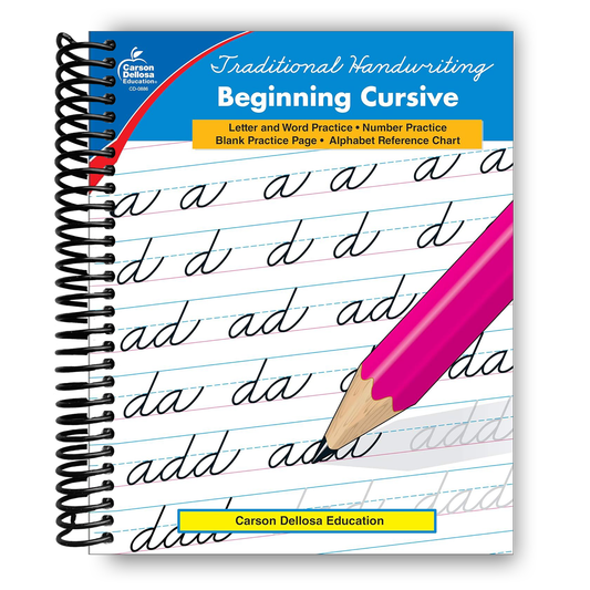 Carson Dellosa Beginning Cursive Handwriting Workbook for Kids (Spiral Bound) - Chickadees Wooden Toys
