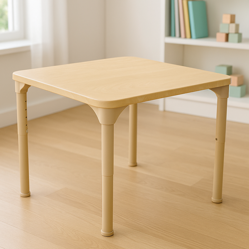Square Adjustable Kids Table – 13" to 17" Height | Preschool & Toddler Activity Table for Classrooms & Daycares