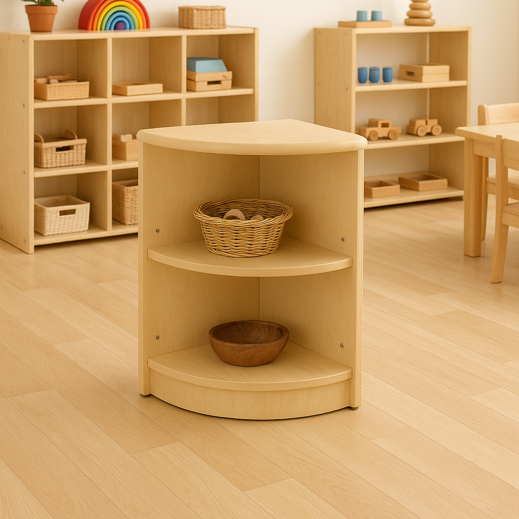 Montessori Classroom Corner Shelf - 24" Tall - Chickadees Wooden Toys