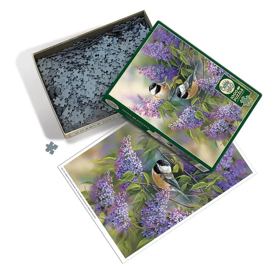 Chickadees & Lilacs 1000 Piece Jigsaw Puzzle Cobble Hill