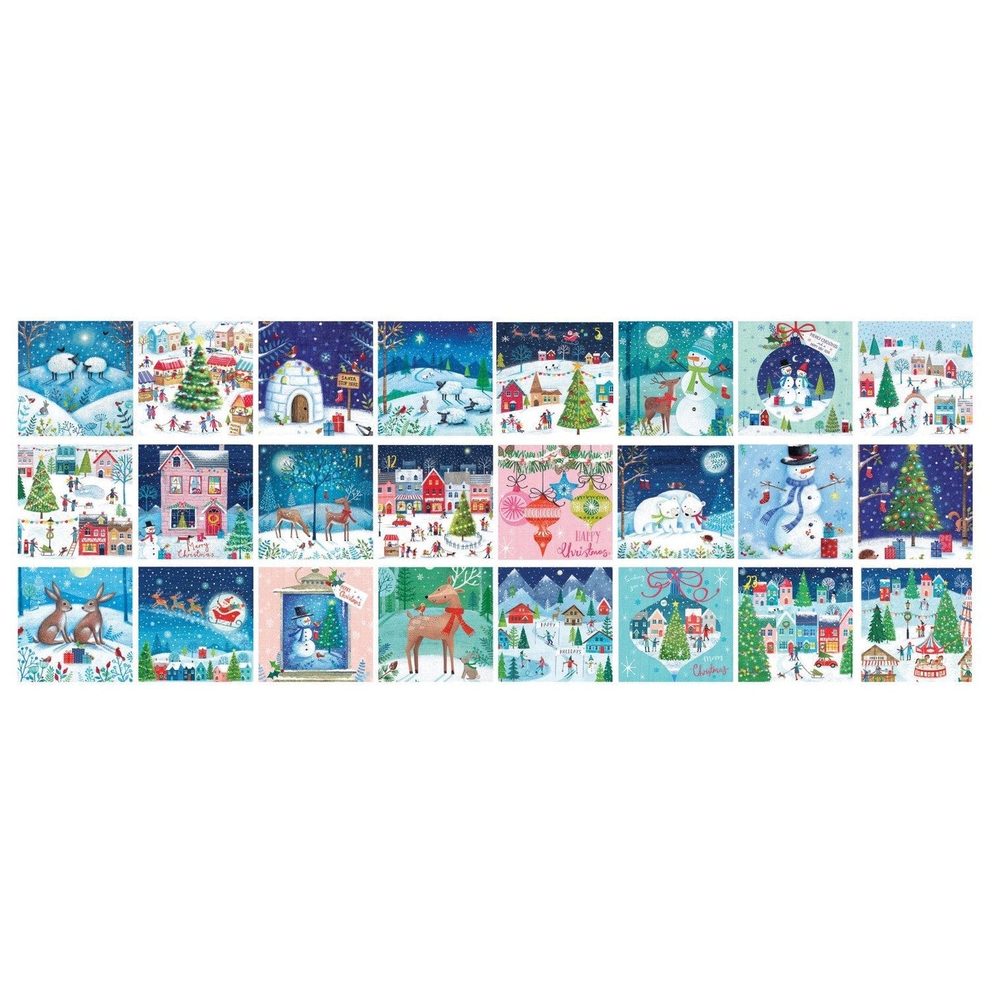 Christmas Village Advent Calendar - 24 Set of 50 Piece Mini Jigsaw Puzzles Eurographics