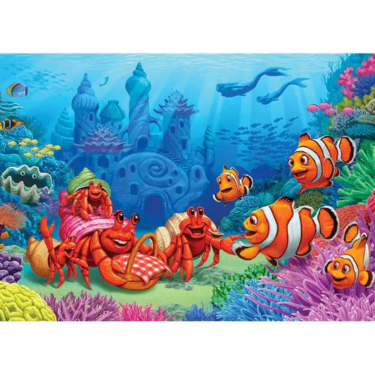 Clownfish Gathering 35 Piece Tray Jigsaw Puzzle Cobble Hill - Chickadees Wooden Toys