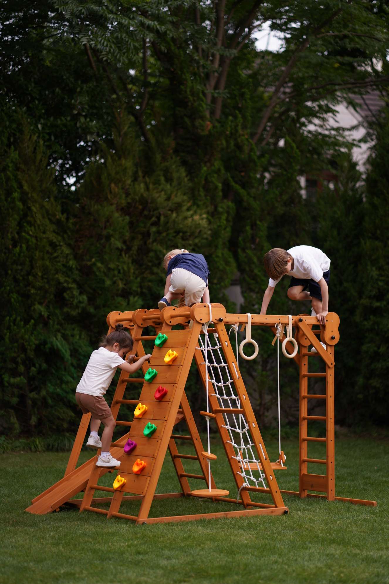 Chestnut - Outdoor and Indoor 8-in-1 Jungle Gym for Toddlers Playset