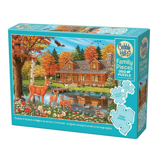 Cottage Pond 350 Piece Family Jigsaw Puzzle Cobble Hill - Chickadees Wooden Toys