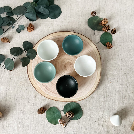 5 Winter Wooden Sorting Bowls