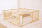Wooden Baby Playpen with Mirror & Whiteboard Panel – Foldable 63" x 63" Montessori Sensory Play Yard