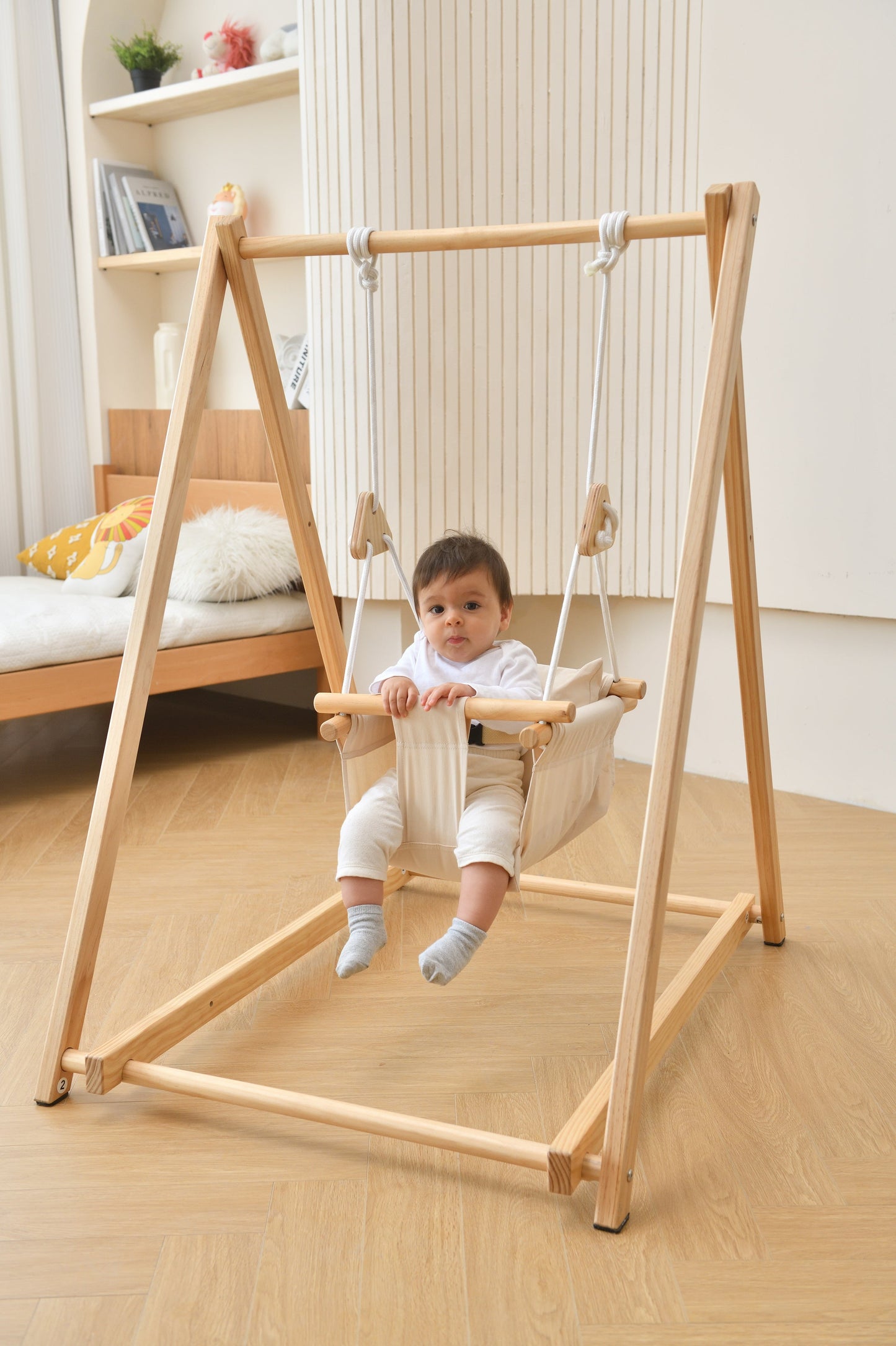 Spruce - Baby and Toddler Foldable Wooden Swing Set