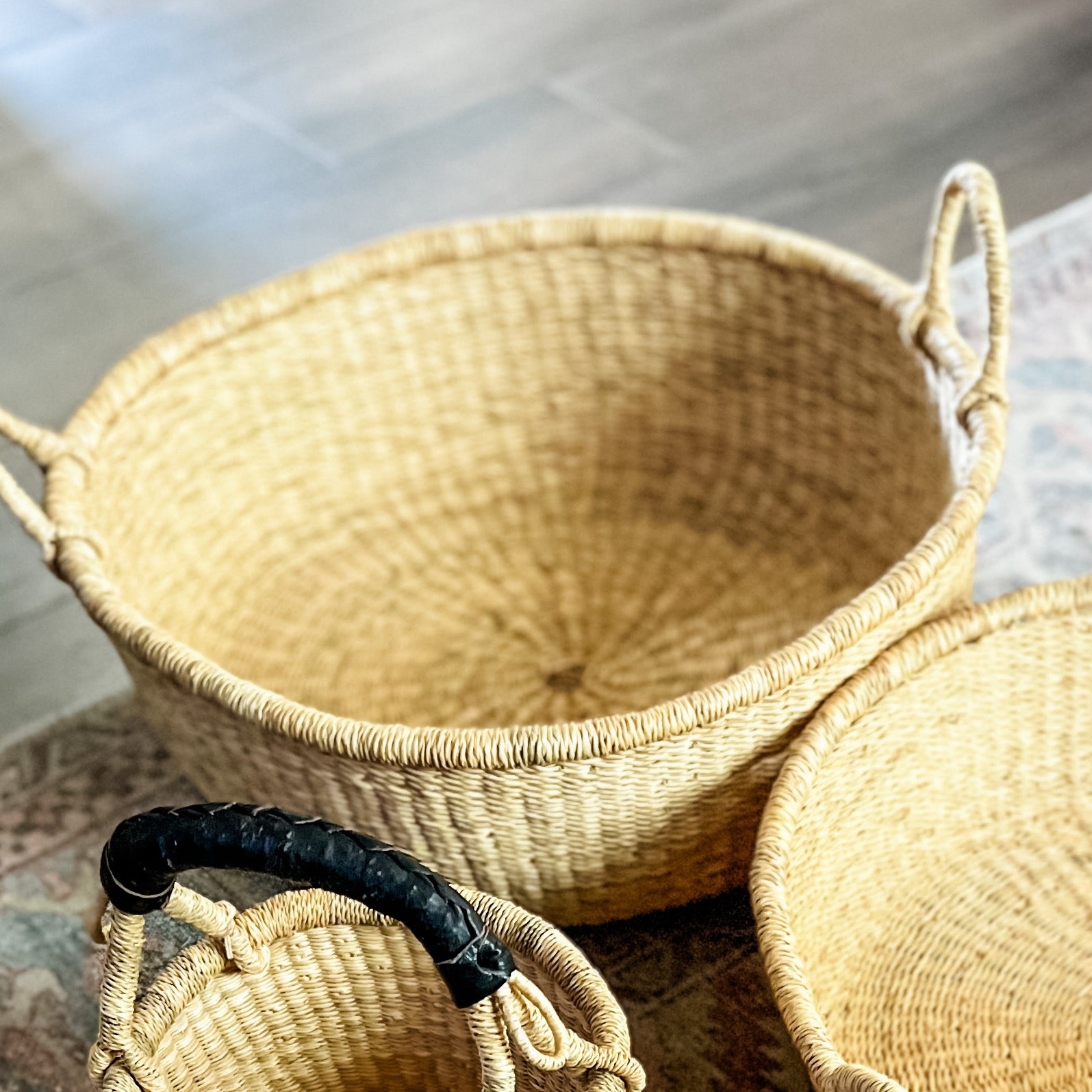 Vietnam Handmade Round Basket, Woven Basket, Woven Basket, Rustic Basket