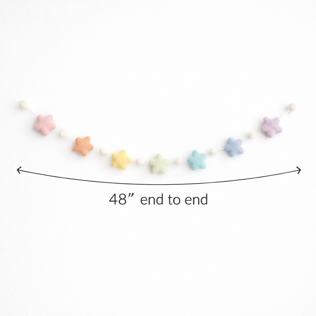 Felt Pastel Star Garland - Chickadees Wooden Toys