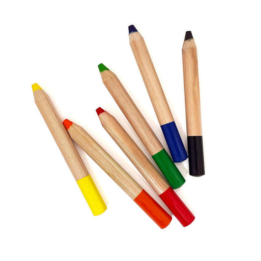 Watercolor Pencils – Jumbo Size – Set of 6 Colors - Chickadees Wooden Toys