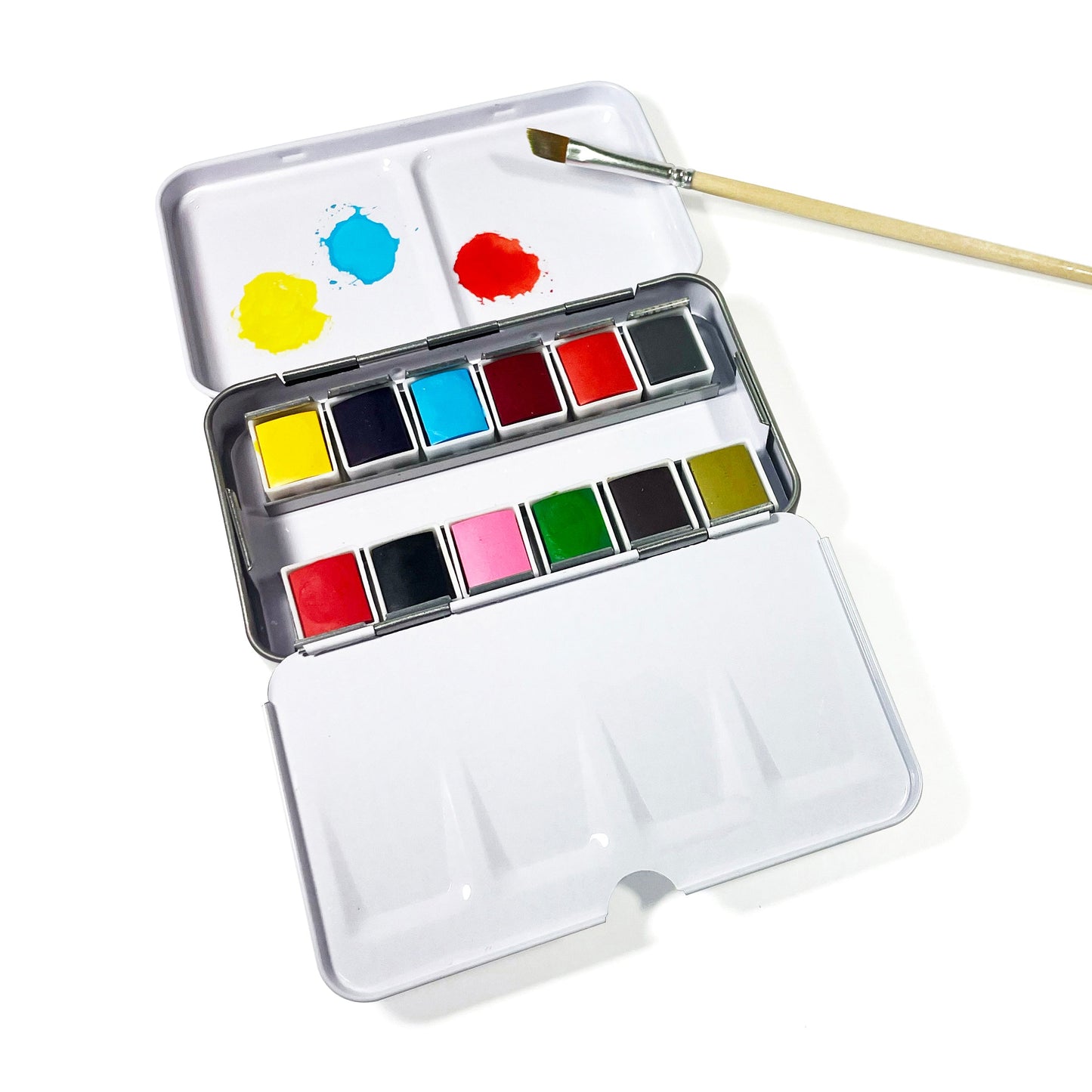 Watercolors – Metal Palette – 12 Colors – Travel Friendly - Chickadees Wooden Toys