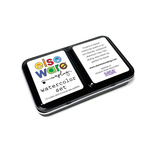 Watercolors – Metal Palette – 12 Colors – Travel Friendly - Chickadees Wooden Toys