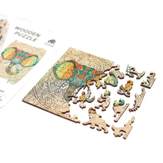 Elephant 40 Piece Mini Wooden Jigsaw Puzzle Geek Toys - Chickadees Wooden Toys