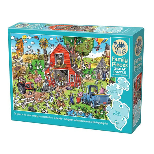 Farmyard Folly 350 Piece Family Jigsaw Puzzle Cobble Hill - Chickadees Wooden Toys
