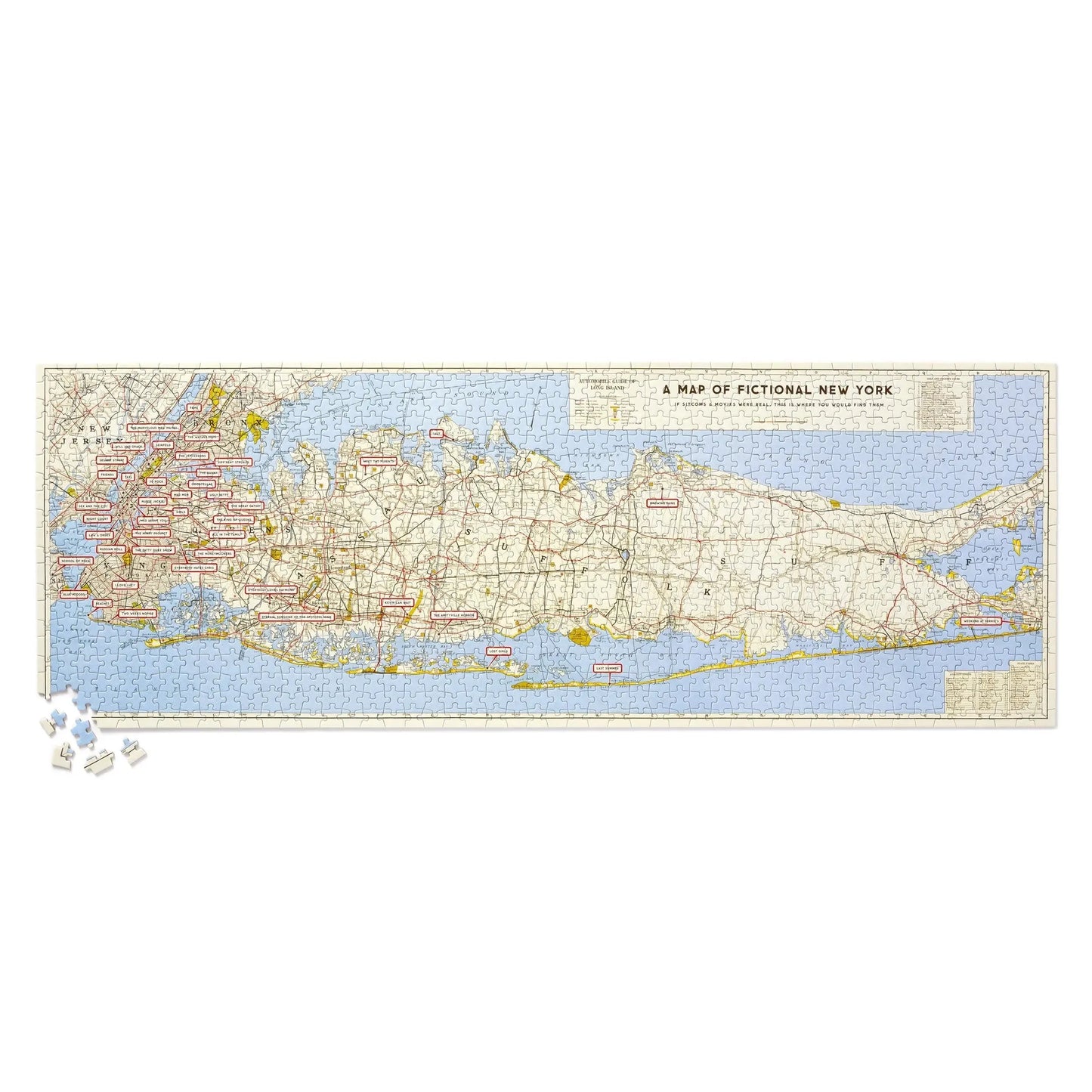 Fictional Map of New York City 1000 Piece Panoramic Jigsaw Puzzle Brass Monkey