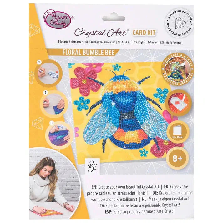 Floral Bumble Bee Crystal Art Card Kit Craft Buddy
