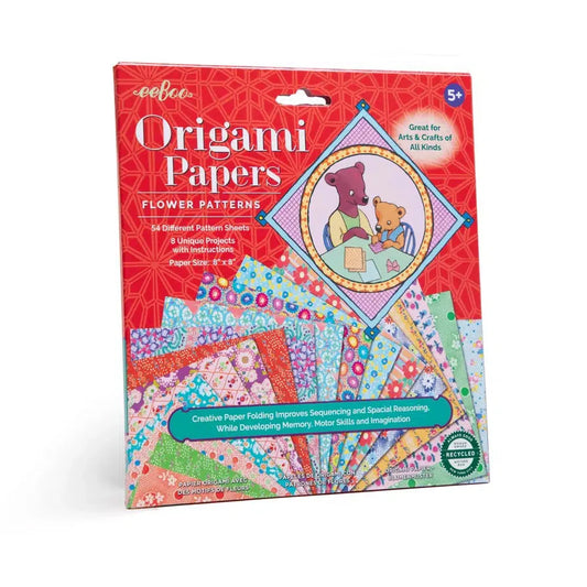 Flower Patterns Origami Papers Kit eeBoo - Chickadees Wooden Toys