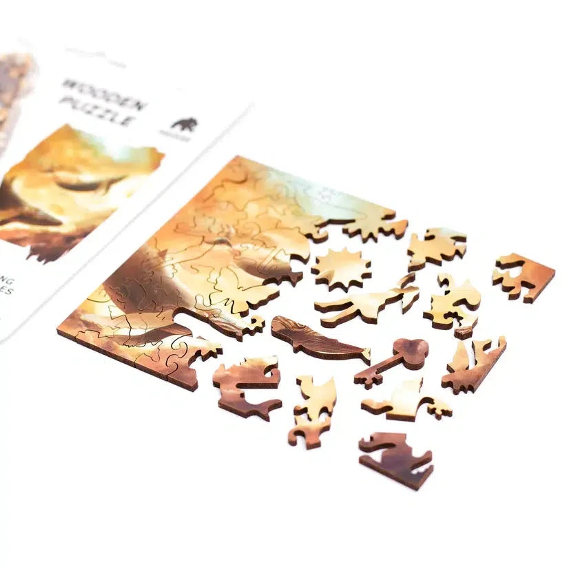 Flying Whales 40 Piece Mini Wooden Jigsaw Puzzle Geek Toys - Chickadees Wooden Toys