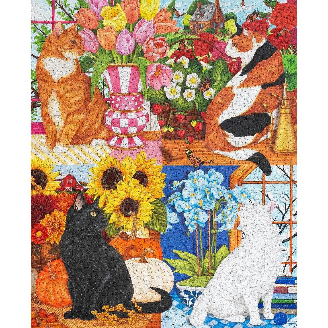 Four Seasons of Cats 1000 Piece Jigsaw Puzzle Springbok