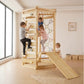 Hawthorn Indoor Playground | 93" Montessori Climbing Gym with Slide & Rope Net