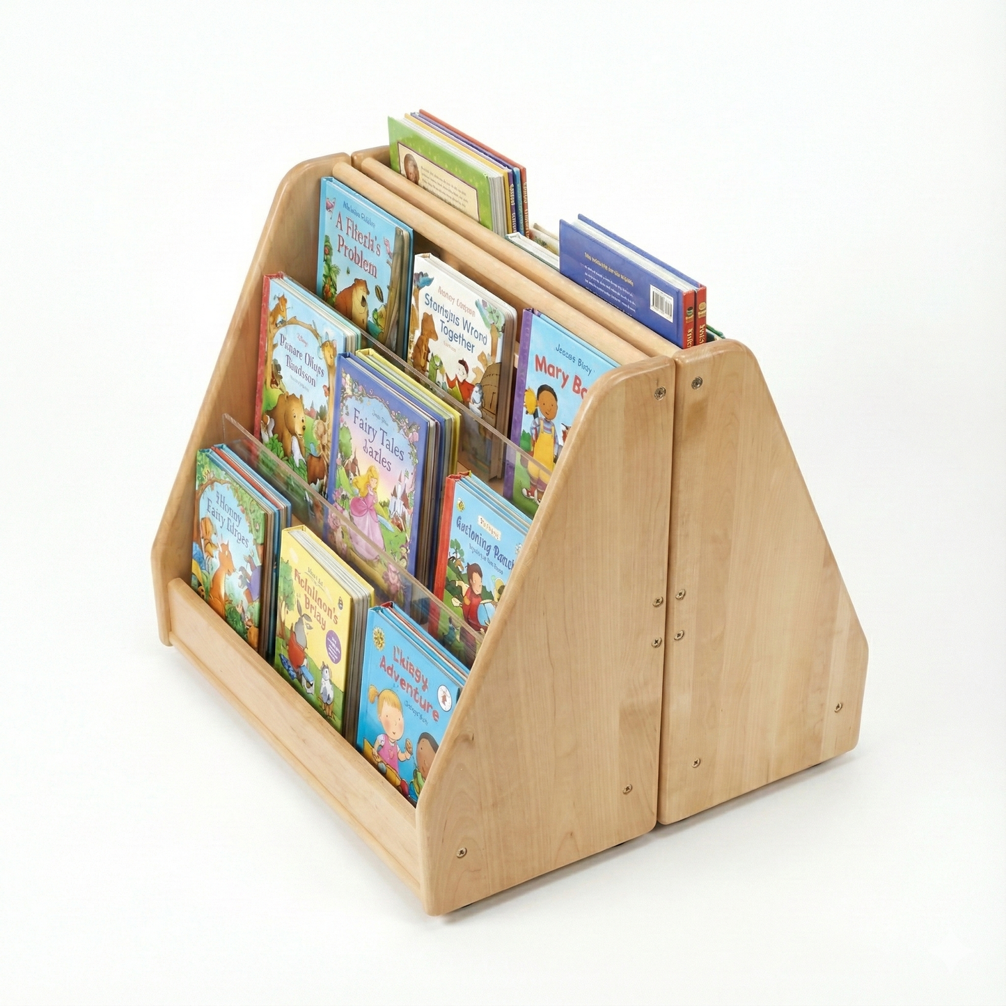 Wooden Classroom Bookshelf – Double Pack 3 Tier Front-Facing Display | 22.4" H x 25" W x 22" D - Chickadees Wooden Toys