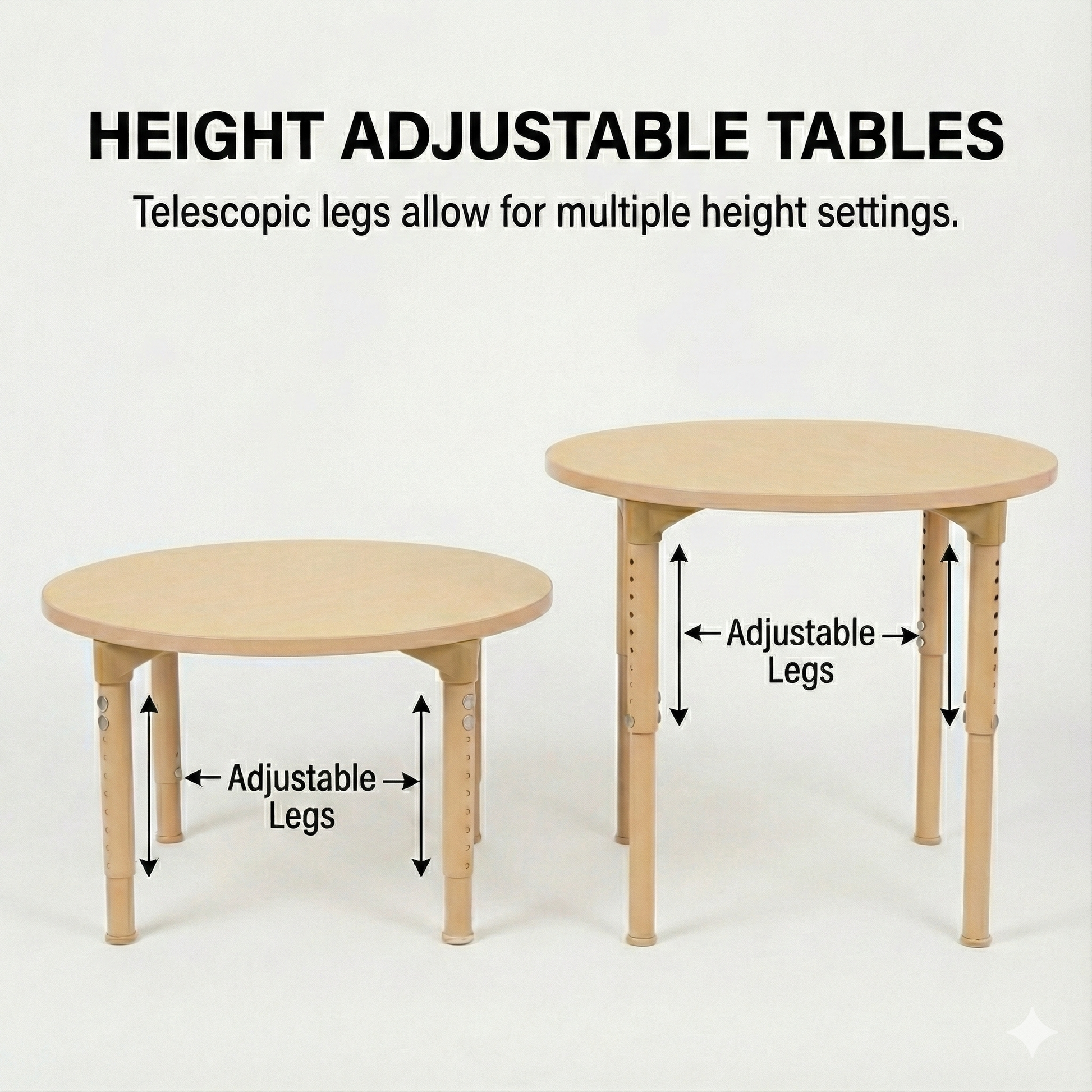 Rectangular Adjustable Kids Table – 13" to 17" Height | Toddler & Preschool Classroom Activity Table - Chickadees Wooden Toys