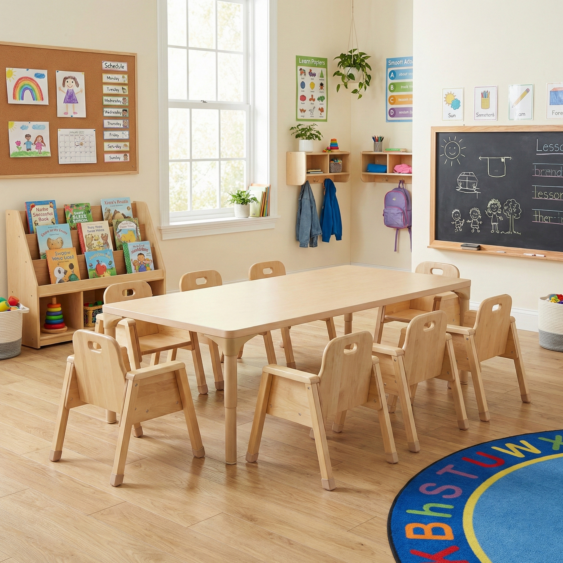 Rectangular Adjustable Kids Table – 13" to 17" Height | Toddler & Preschool Classroom Activity Table - Chickadees Wooden Toys