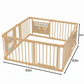 Wooden Baby Playpen with Sensory Activity Panels – 63" x 63" Square, Foldable Indoor Play Yard with Montessori Toys