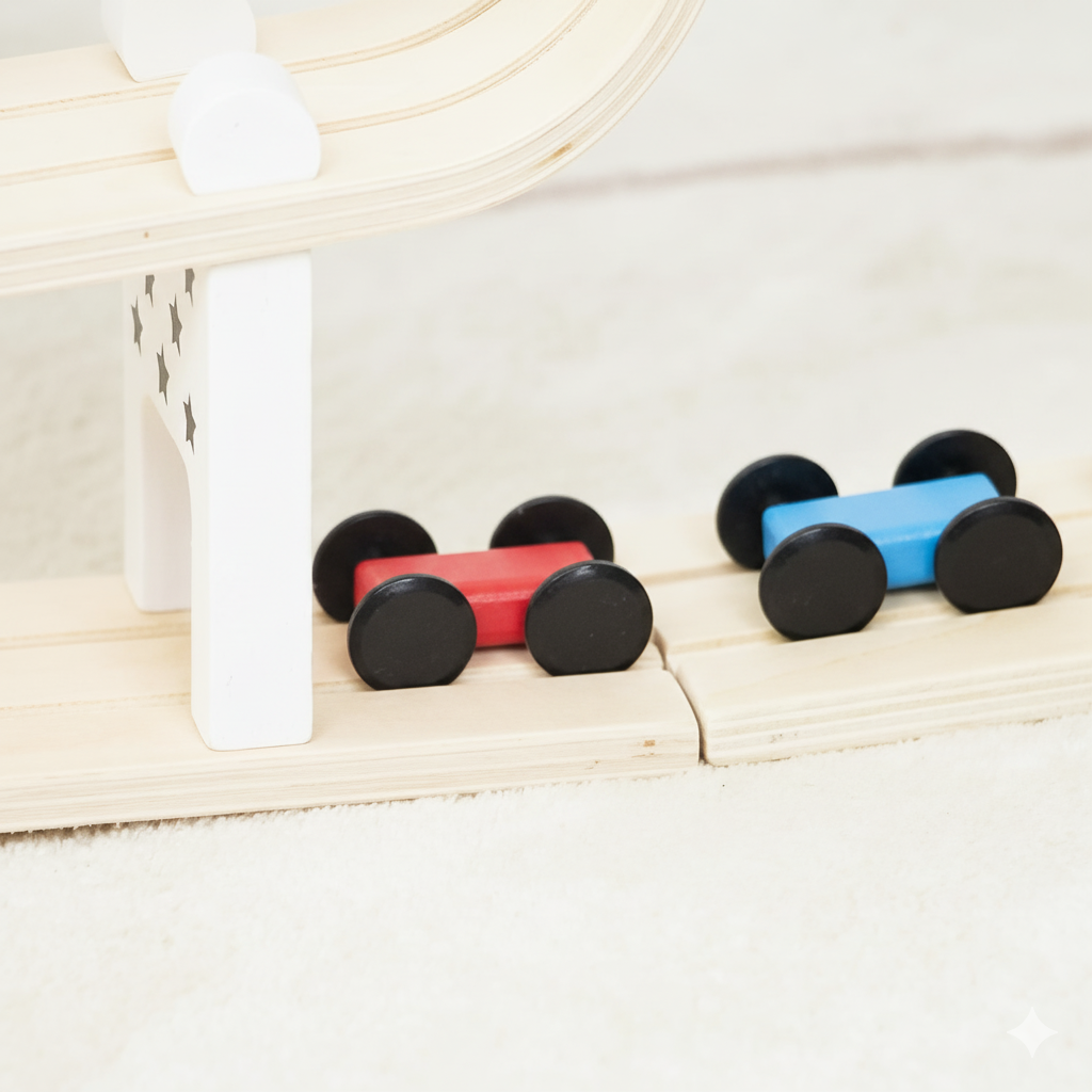 Wooden Car Ramp Racer | Montessori Rolling Track Toy for Toddlers