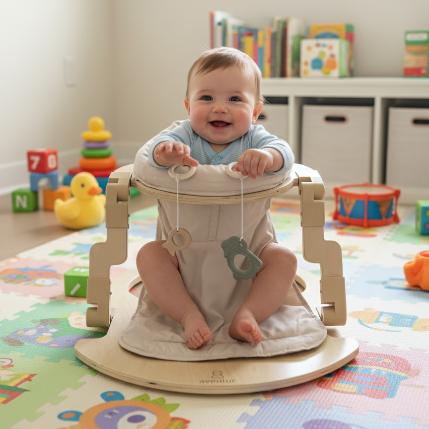 Oakling | Premium Foldable Wooden Baby Activity Seat - Chickadees Wooden Toys
