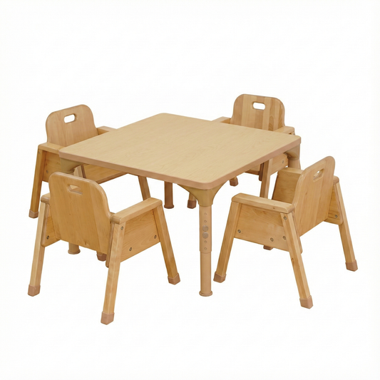 Square Adjustable Kids Table – 17" to 25" Height | Activity Table for Classrooms, Daycares & Homeschool - Chickadees Wooden Toys