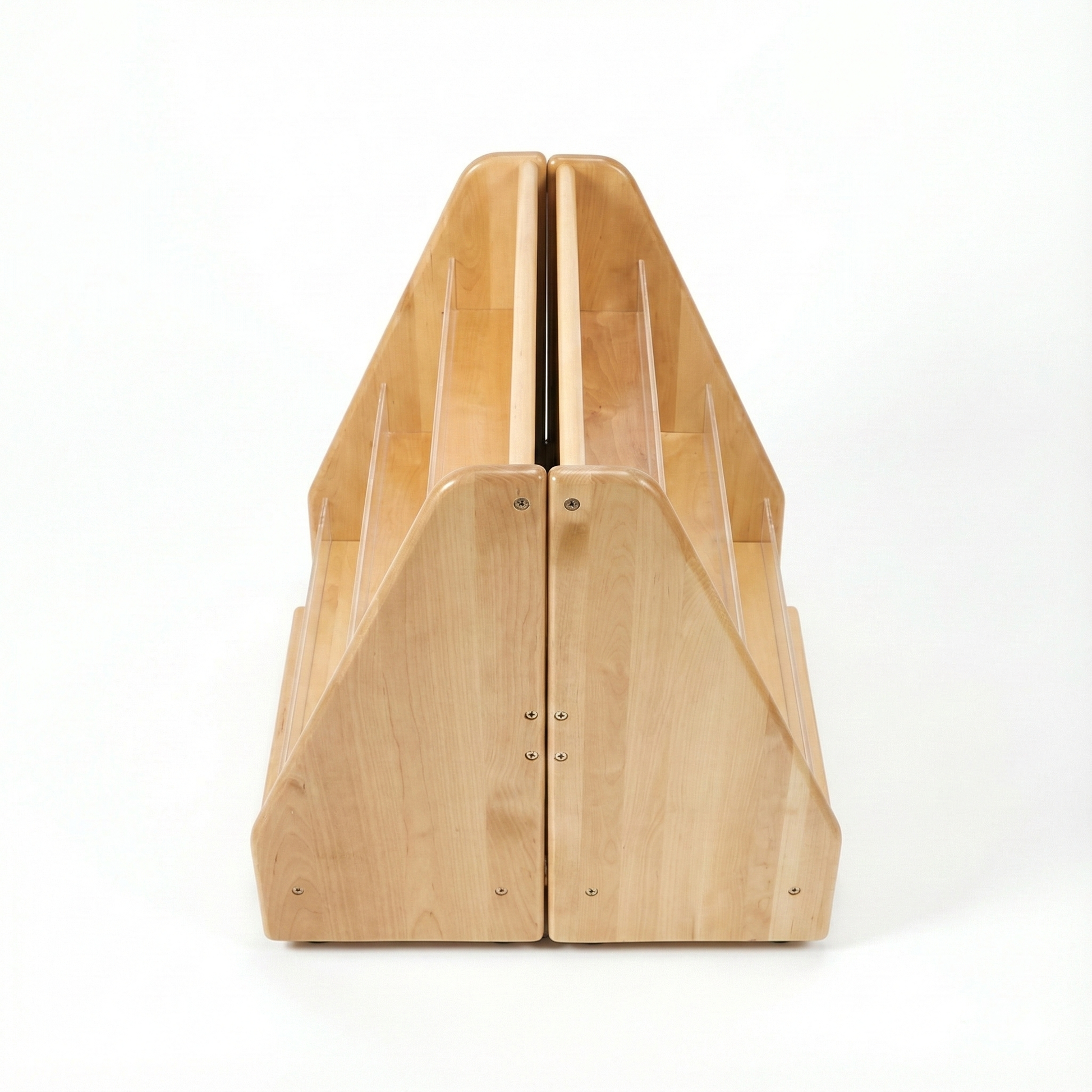 Wooden Classroom Bookshelf – Double Pack 3 Tier Front-Facing Display | 22.4" H x 25" W x 22" D - Chickadees Wooden Toys