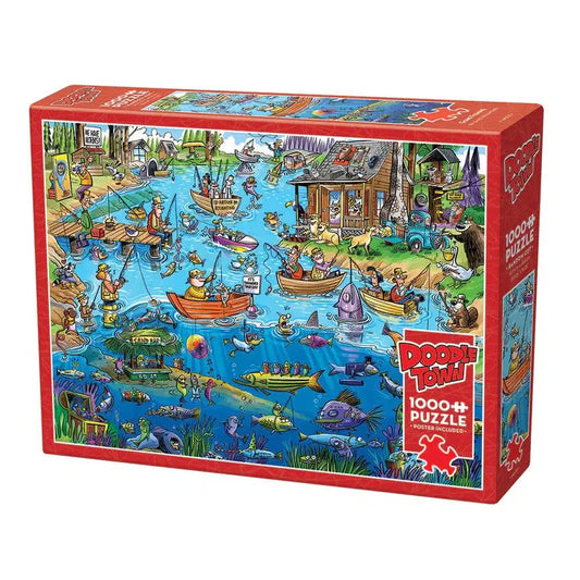 Gone Fishing Doodle Town 1000 Piece Jigsaw Puzzle Cobble Hill