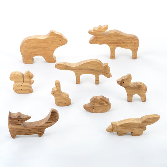 Natural Wooden Forest Animals set of 9