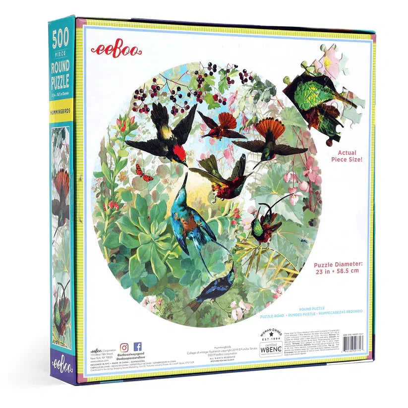 Hummingbirds 500 Piece Round Jigsaw Puzzle eeBoo