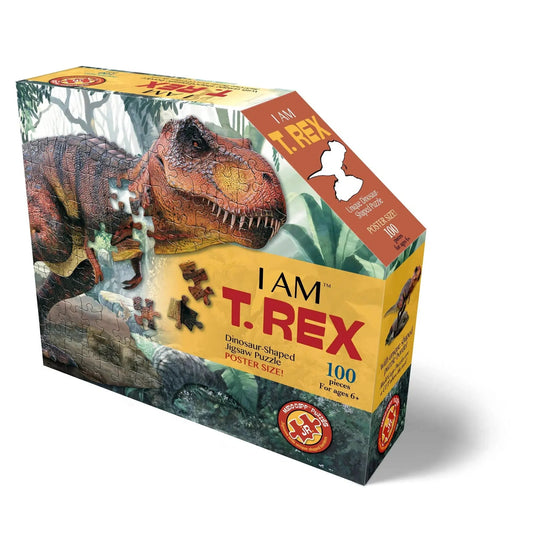 I Am T. Rex 100 Piece Dinosaur Shaped Jigsaw Puzzle Madd Capp