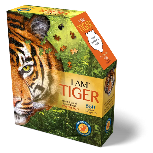 I Am Tiger 550 Piece Head Shaped Jigsaw Puzzle Madd Capp