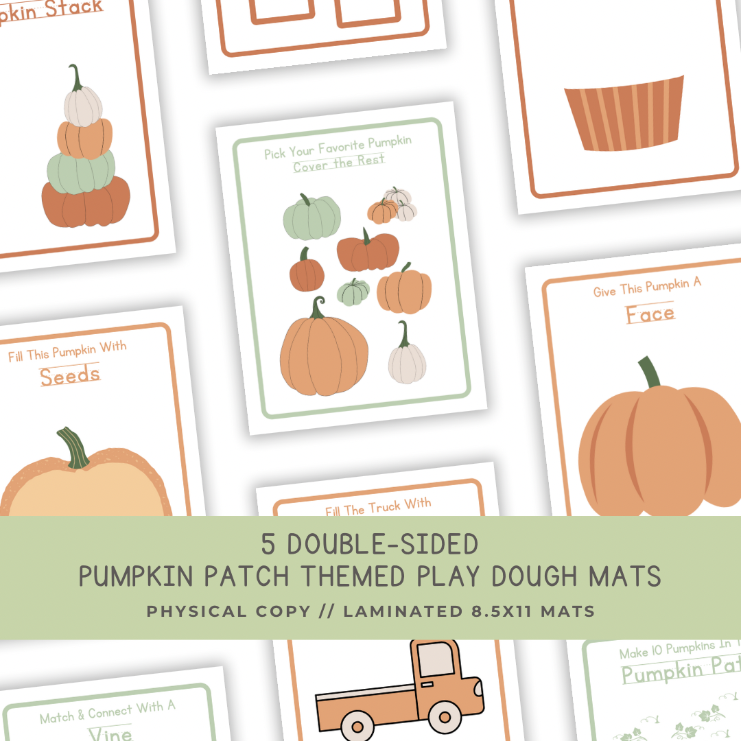 5 Double-sided Pumpkin Patch Play Dough Mats - Physical Product