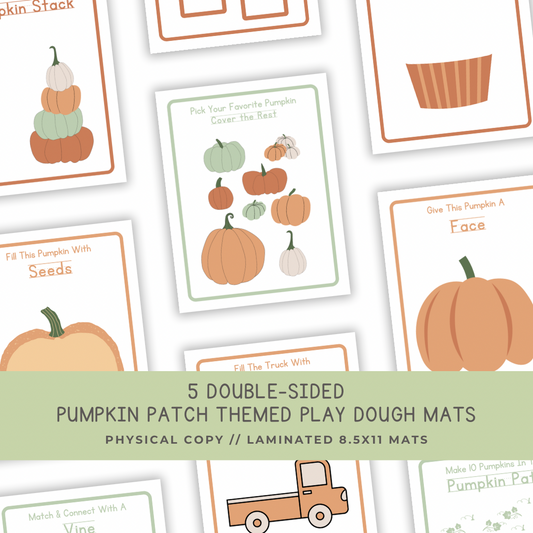 5 Double-sided Pumpkin Patch Play Dough Mats - Physical Product