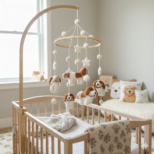 Felt Baby Mobile - Cavalier King Charles Cavalier - Chickadees Wooden Toys