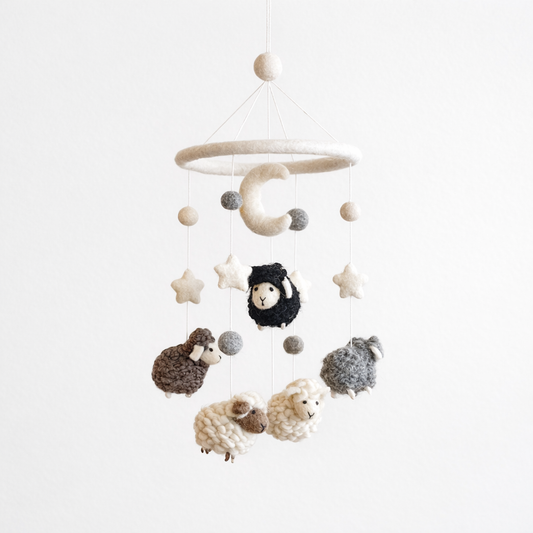 Gray Sheep Baby Mobile For Nursery Decor - Chickadees Wooden Toys