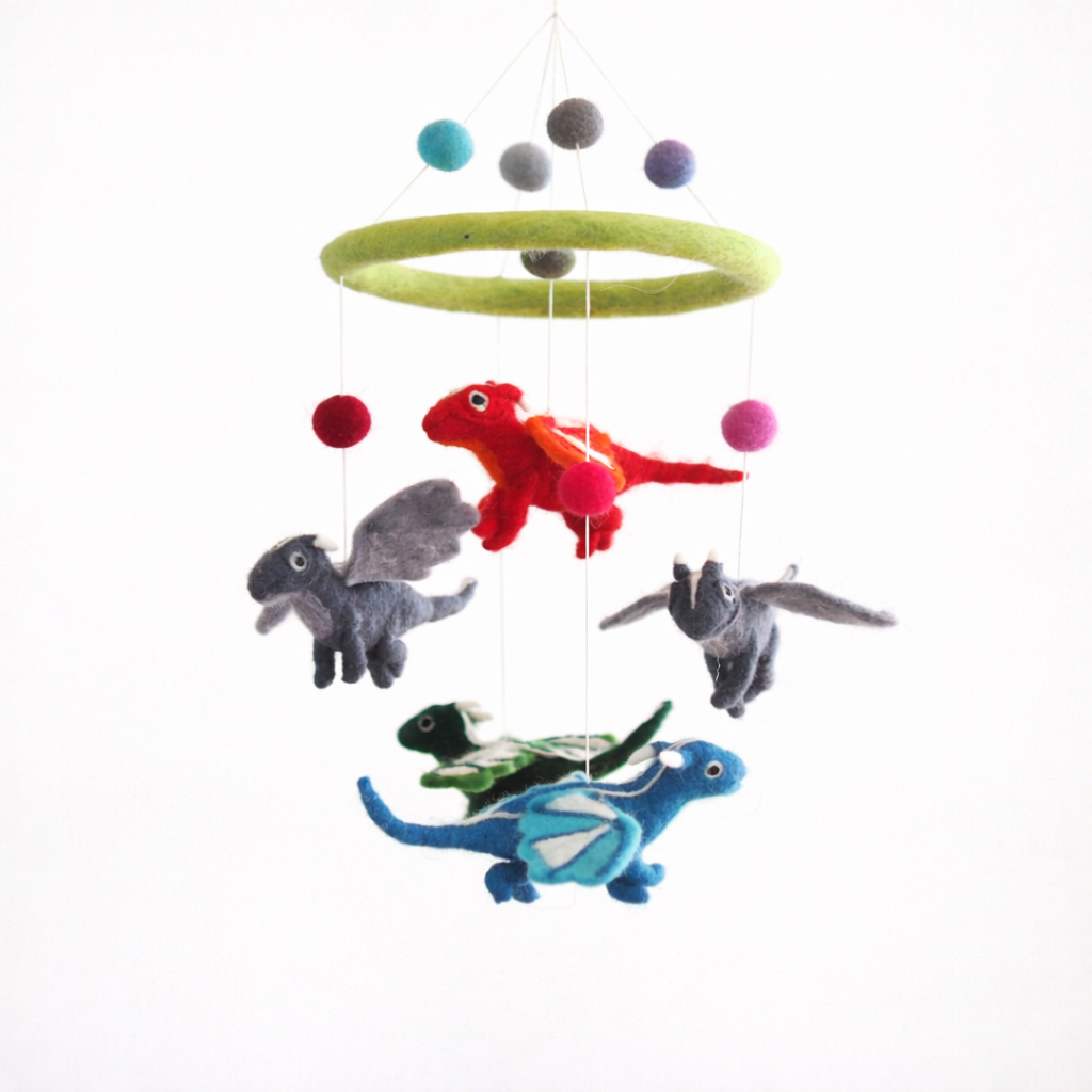 Felt Dragon Baby Mobile - Chickadees Wooden Toys