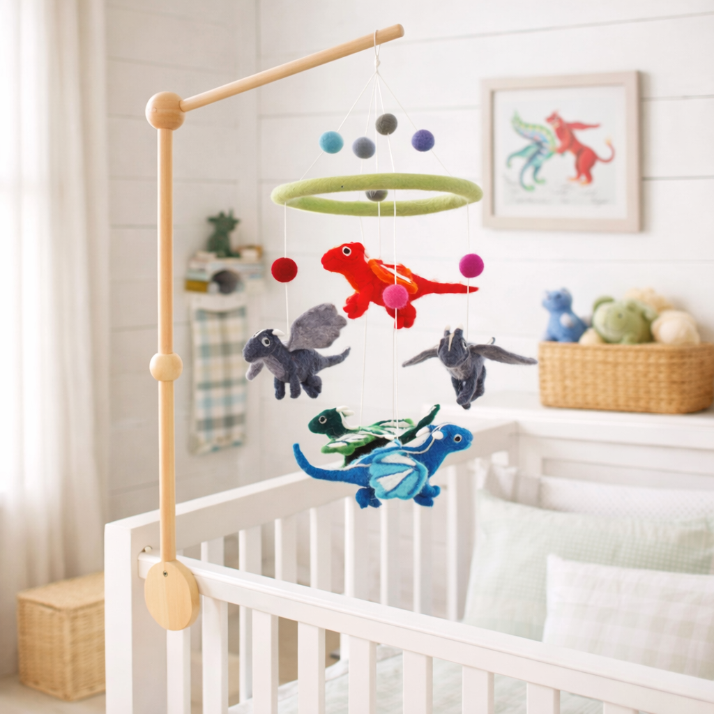 Felt Dragon Baby Mobile - Chickadees Wooden Toys