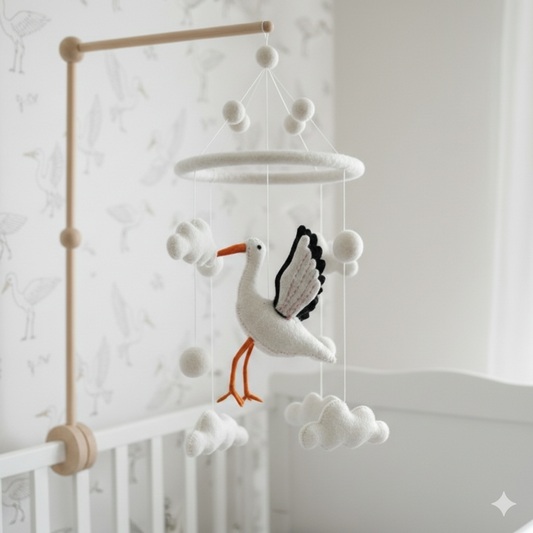 Felt Baby Mobile - Stork - Chickadees Wooden Toys