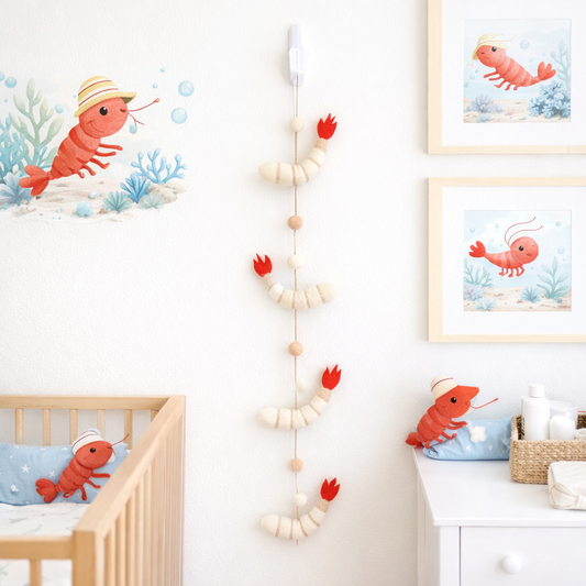 Felt Garland - Shrimp - Chickadees Wooden Toys