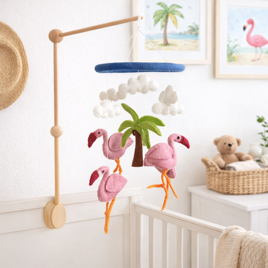 Flamingo Baby Mobile - Chickadees Wooden Toys